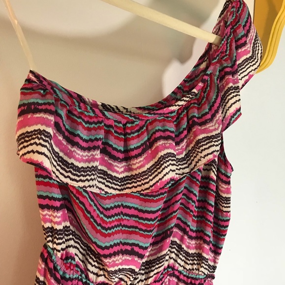 Bar III Women's Salsa Dress Silk Summer One Shoulder Boho Midi - Picture 1 of 6